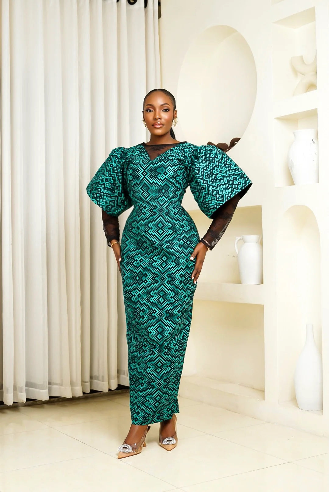 ARINOLA DRESS (Green & Black)