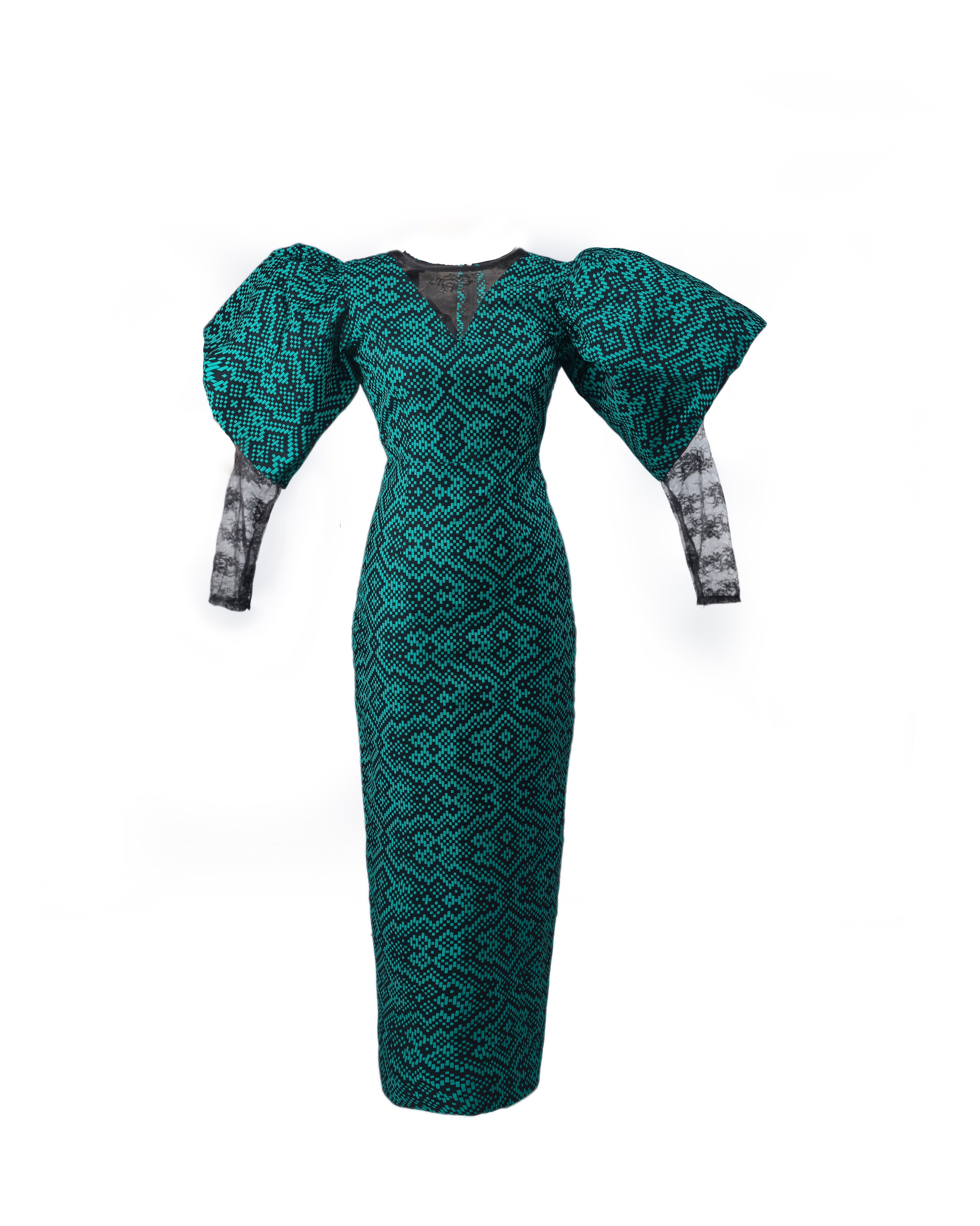 ARINOLA DRESS (Green & Black)